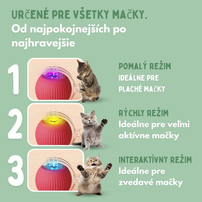 Inteligentná loptička pre mačky, 100 % autonómna, navrhnutá tak, aby napodobňovala skutočnú korisť