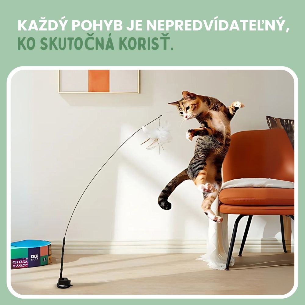 Interaktívna hračka pre mačky s perím, závesná a elastická