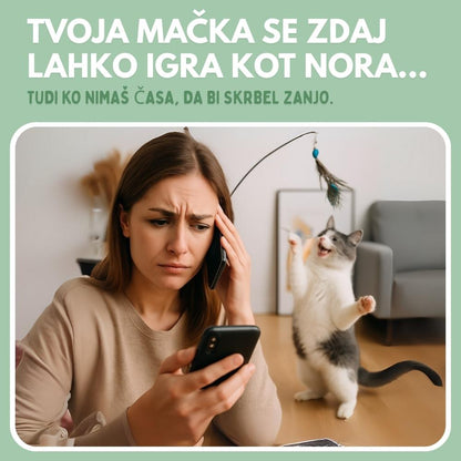 Interaktívna hračka pre mačky s perím, závesná a elastická